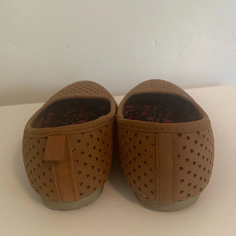 Carter's Tan Perforated Heart-Detail Slip-On Flats